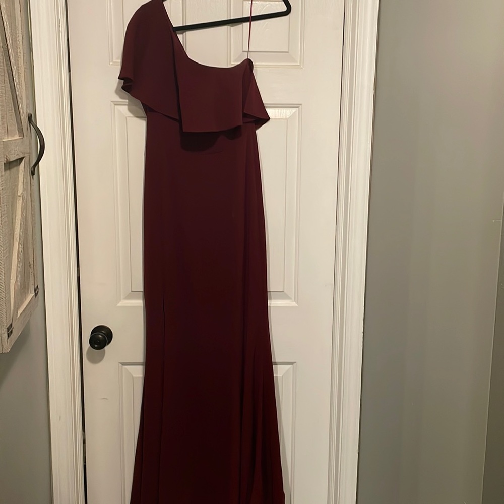 Beautiful floor length maroon dress!